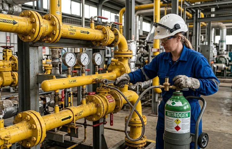 Técnico realizando ensaio de estanqueidade em rede de gás industrial